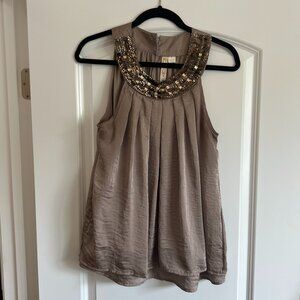 Adiva beaded neck tank, silk-like material